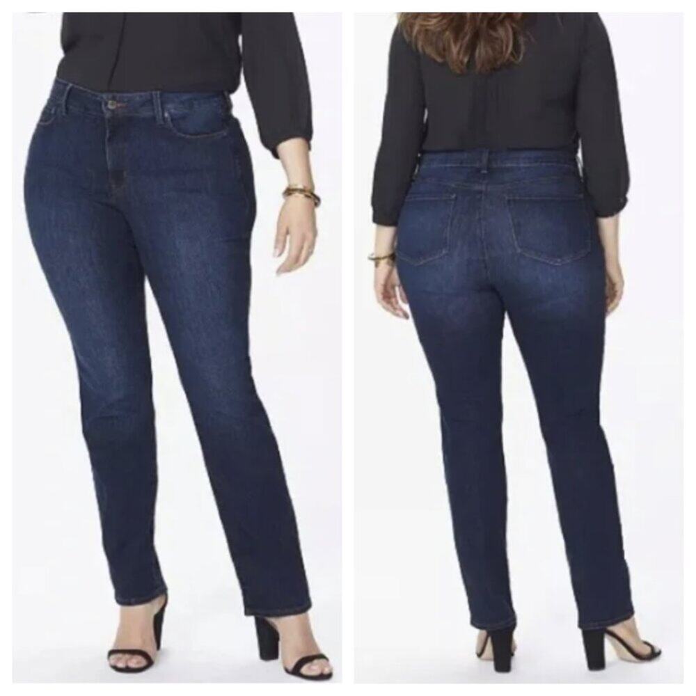 NYDJ Women’s Straight Leg Jeans in Dark Indigo Blue